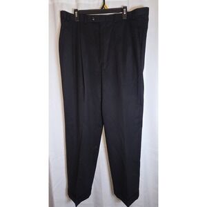 Vtg Ralph Ralph Lauren 40x32 Black 100% wool Pleated Cuffed Classic Dress Pants